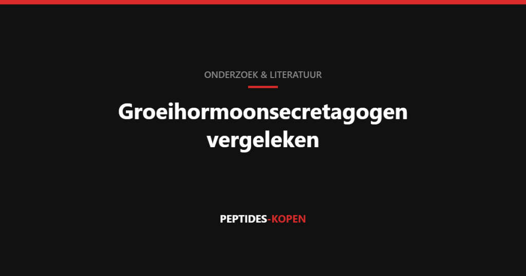 Titelkaart met de tekst Groeihormoonsecretagogen vergeleken en het logo van Peptides Kopen